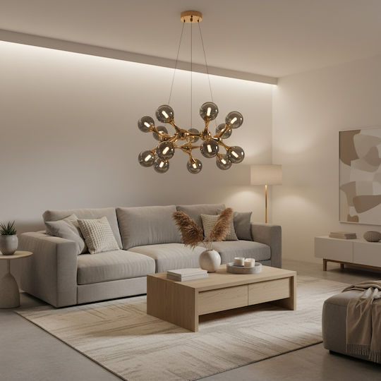Alista Home Κρεμαστό Φωτιστικό Χρυσό 70x70εκ. Alista Home Κρεμαστό Φωτιστικό Χρυσό 70x70εκ.