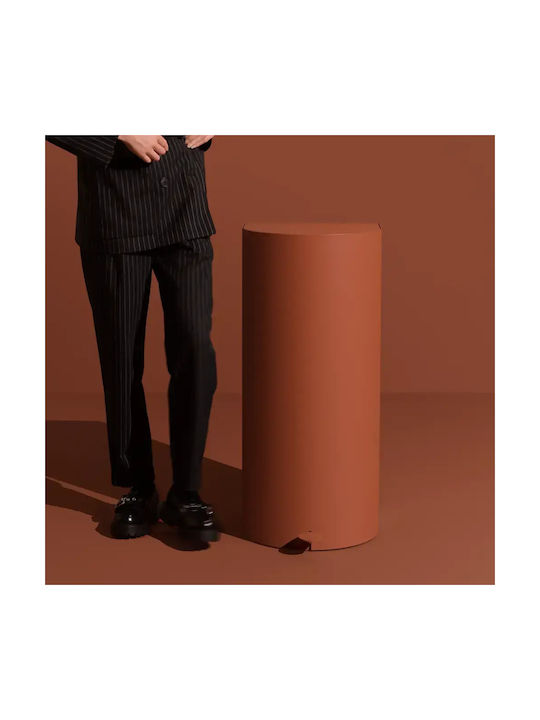 Premium Recycling Bin from Stainless Steel with Pedal Red 60lt