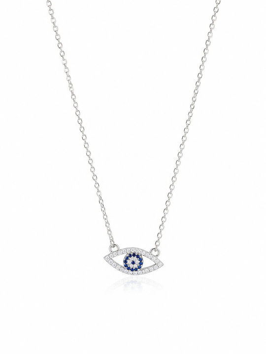 Ioannis Kosmima Necklace Eye Made of Silver with Blue Zircon Ioannis Kosmima Necklace Eye Made of Silver with Blue Zircon