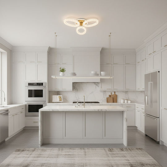 Alista Home Πλαφονιέρα Οροφής Χρυσή με Ενσωματωμένο LED και Τηλεχειριστήριο