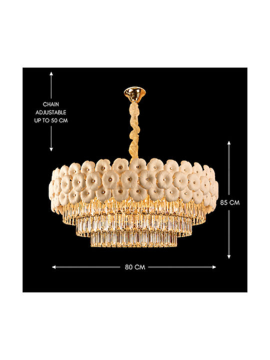 Alista Home Πολυέλαιος 15xE14 Ø80cm με Κρύσταλλα Χρυσός AT1CT-IM1P-HT2L-CC7005/800WH