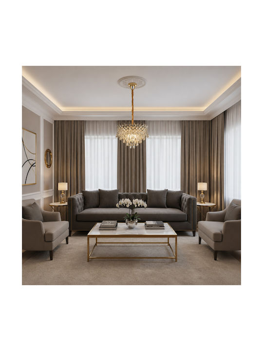 Alista Home Πολυέλαιος Ø50cm με Κρύσταλλα Χρυσός Alista Home Πολυέλαιος Ø50cm με Κρύσταλλα Χρυσός