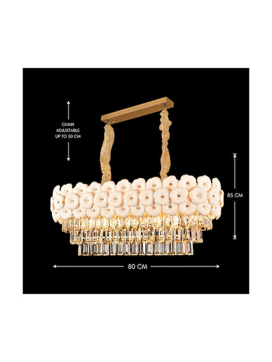 Alista Home Candelabru 12xE14 cu Cristale Auriu AT1CT-IM1P-HT2L-CC7005/300X800WH