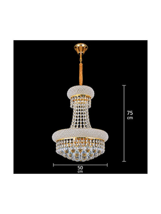 Alista Home Πολυέλαιος 12xE14 Ø40cm με Κρύσταλλα Χρυσός AT1CT-IM1P-HT2L-CC9397/500X750GD