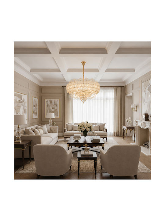 Alista Home Πολυέλαιος Ø50cm με Κρύσταλλα Χρυσός Alista Home Πολυέλαιος Ø50cm με Κρύσταλλα Χρυσός