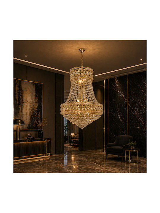 Alista Home Candelabru 10xE14 Ø50cm cu Cristale Auriu AT1CT-IM1P-HT2L-CC1066/500X750GD