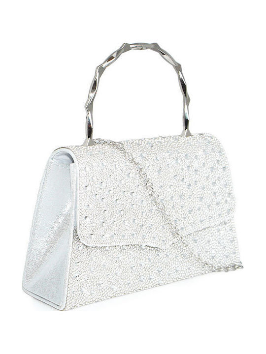 Women's Shoulder Bag from Artificial Leather Silver