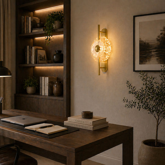 Alista Home Μοντέρνο Φωτιστικό Τοίχου με Ενσωματωμένο LED και Φυσικό Λευκό Φως Χρυσό
