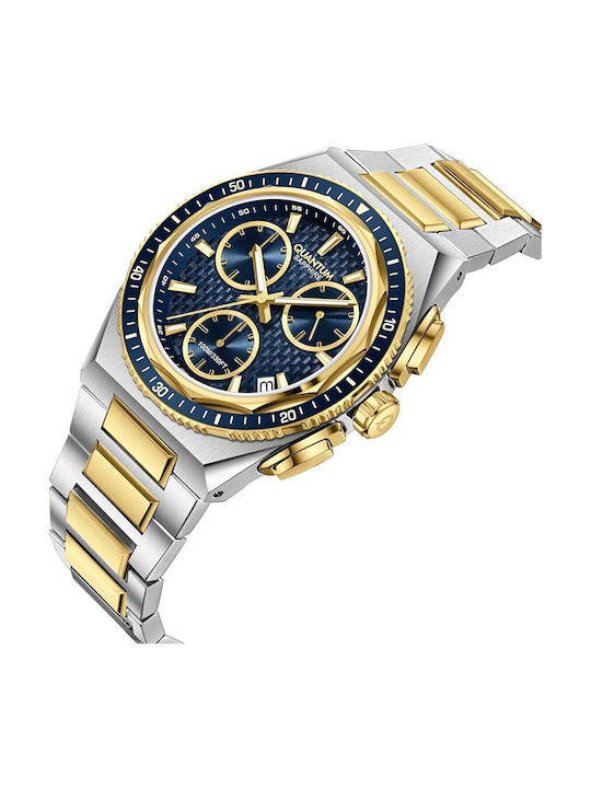 Quantum Men's Watch 42mm Battery Chronograph with Blue Metal Bracelet
