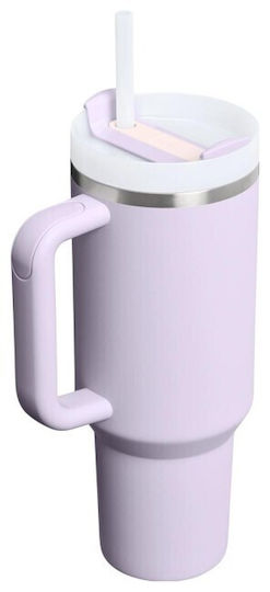 Stanley Flowstate Pahar Cu Mâner Termos Oțel Inoxidabil Fără BPA 890ml Violet Dust Cu Pai Și Mâner