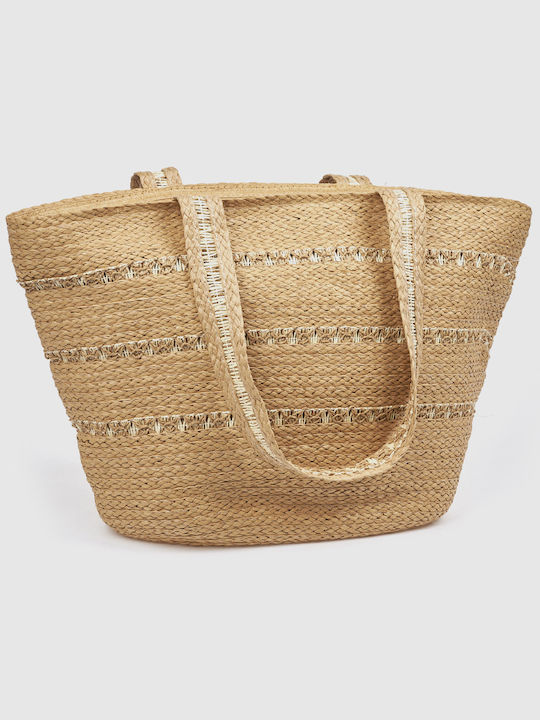 Verde Wicker Beach Bag Beige