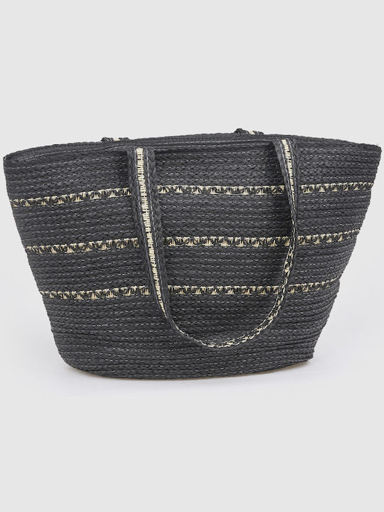 Verde Wicker Black Beach Bag