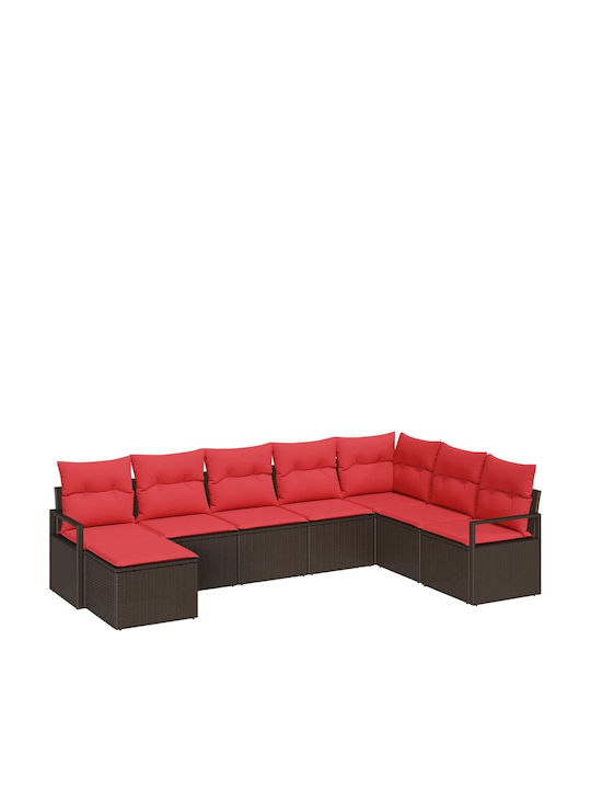 Set Cameră De Zi Pentru Exterior 8 Piese Maro Cu Perne