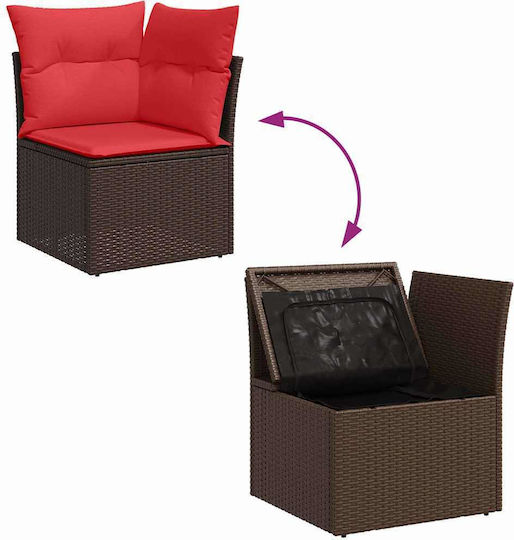 Garden & Outdoor Furniture Sets Living Room Set 7 Pieces Brown with Pillows