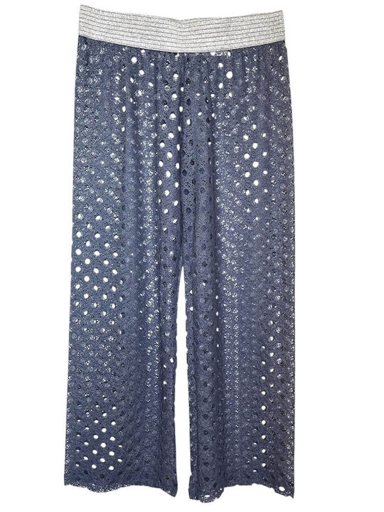 Jeannette Blue-Navy Lurex Pantaloons The Sea Lace Silver Stripe B1511