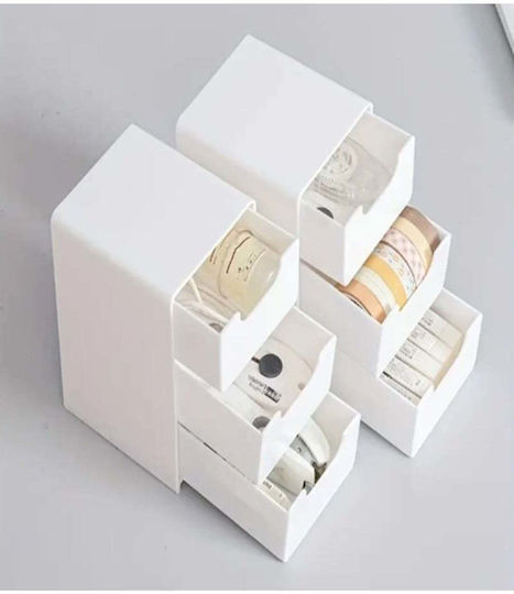 Stewehome Set 2 Piese Mini Organizator Cu 3 Sertare Organizator Multifuncțional Pentru Bijuterii Accesorii Alb