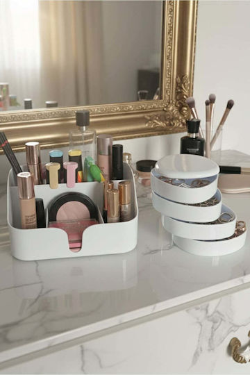 Stewehome Set 2 Stück Kunststoff Make-up Zubehör Schmuck Tischgebrauch Weiß