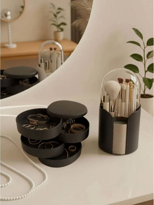 SteweHome Brush and Jewelry Organizer Set Plastic Black