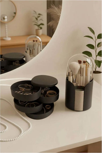 SteweHome Set Organizator De Pensule Pentru Bijuterii Plastic Negru