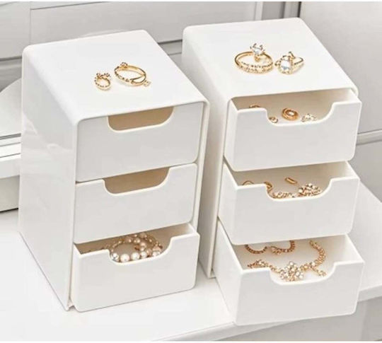 SteweHome Mini Organizer 3 Schubladen Schmuck Make-up Zubehör Weiß