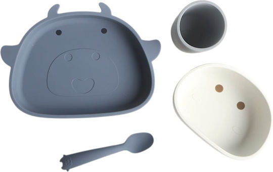 Queen Mother Feeding Set Purple, Cow, Silicone with Anti-Slip Base Purple 4 Pieces
