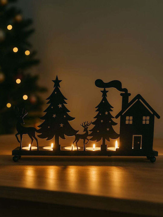 SteweHome Christmas Metal Gold Candlestick