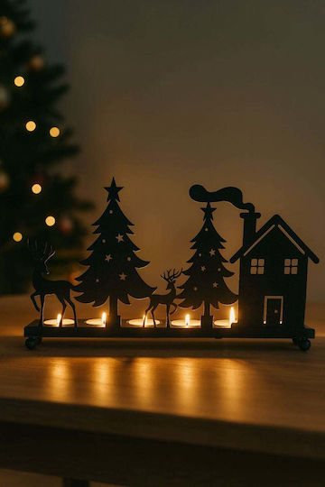 SteweHome Christmas Metal Gold Candlestick
