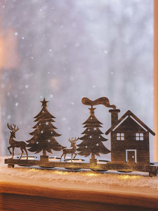 SteweHome Christmas Metal Gold Candlestick