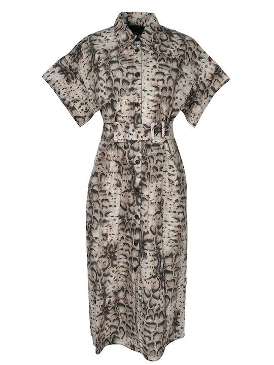 Summer Midi Shirt Dress Beige