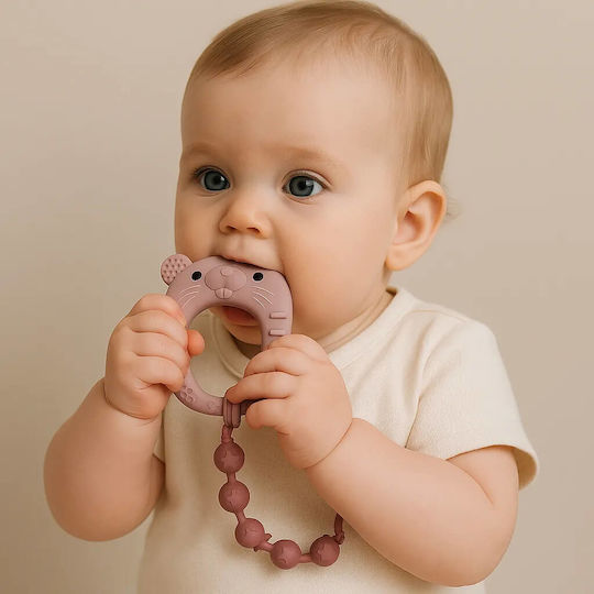 Baby Cloud Pacifier Clip with Silicone Beads Pink