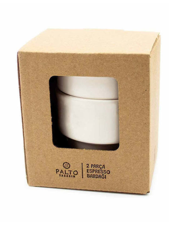 SteweHome Set Cesti Espresso Ceramice Bej 90ml 2 Bucăți