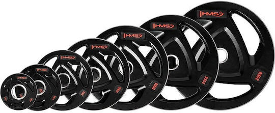 HMS Set of Plates Olympic Type Rubber 1 x 10kg Φ50mm with Handles