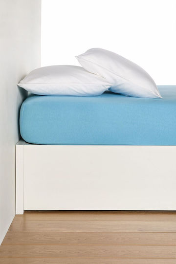 Living Home Super King Bettlaken mit Gummibettlaken 160x200+30cm Helles Blau