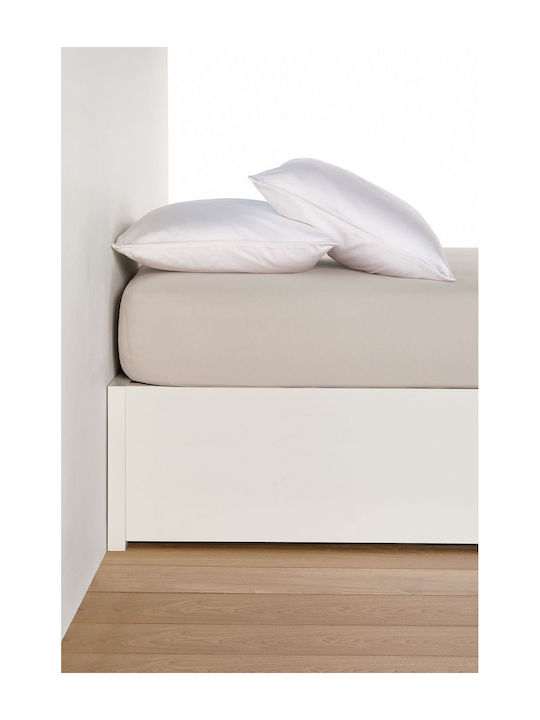 Living Home Double Bed Sheet With Rubber Hugger 160x200+30cm Natur 1400