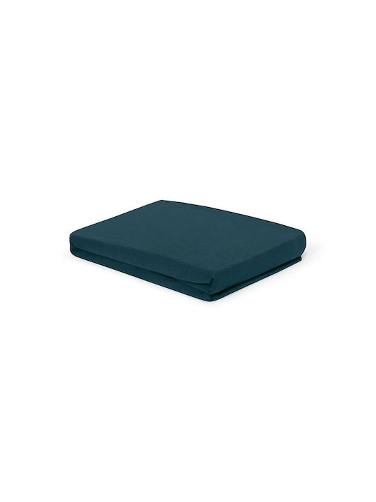 Living Home Super-Double Bed Sheet With Rubber Hugger 160x200+30cm Petrol Blue