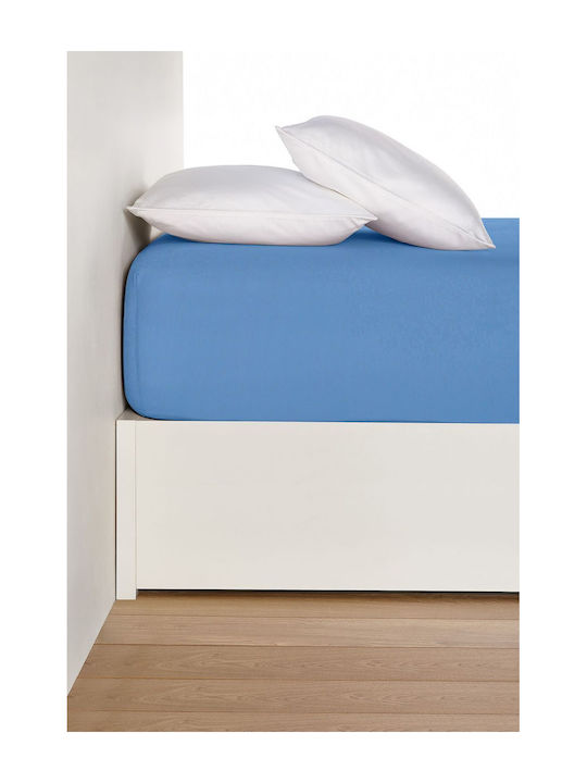 Living Home Double Bed Sheet With Rubber Hugger 160x200+40cm Stahlblau