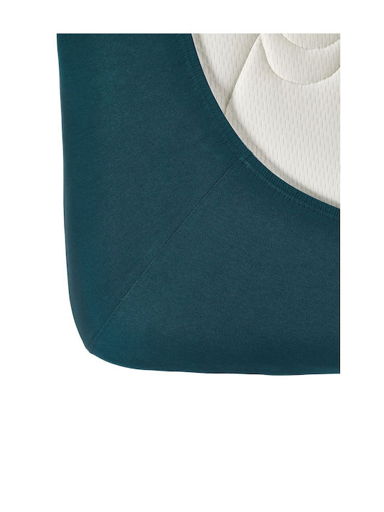 Living Home Super-Double Bed Sheet With Rubber Hugger 160x200+30cm Petrol Blue