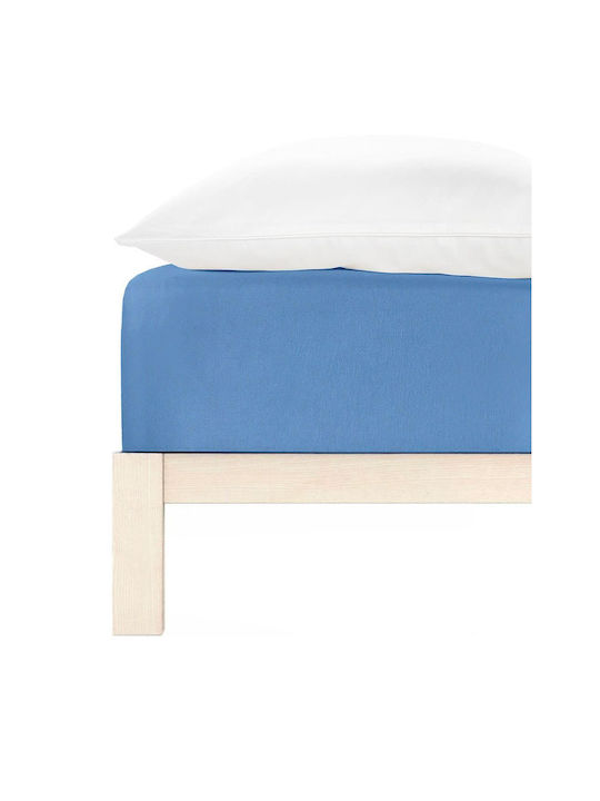 Living Home Double Bed Sheet With Rubber Hugger 160x200+40cm Stahlblau