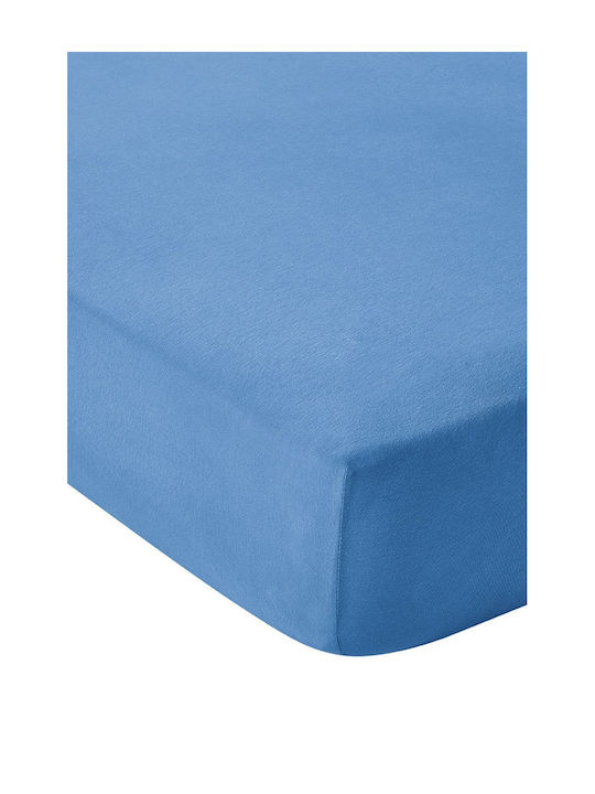 Living Home Double Bed Sheet With Rubber Hugger 160x200+40cm Stahlblau