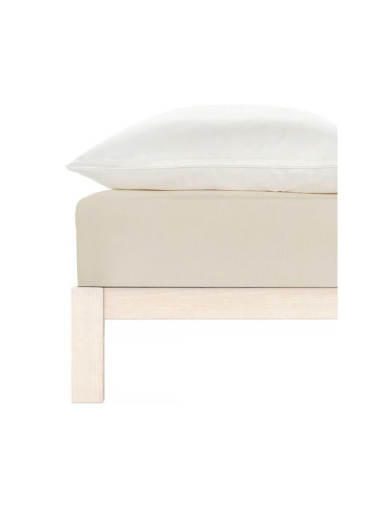 Living Home Super-Double Bed Sheet With Rubber Hugger 160x200+30cm Sand