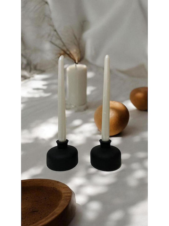 SteweHome Ceramic Candle Holder In Black Colour 10x10cm