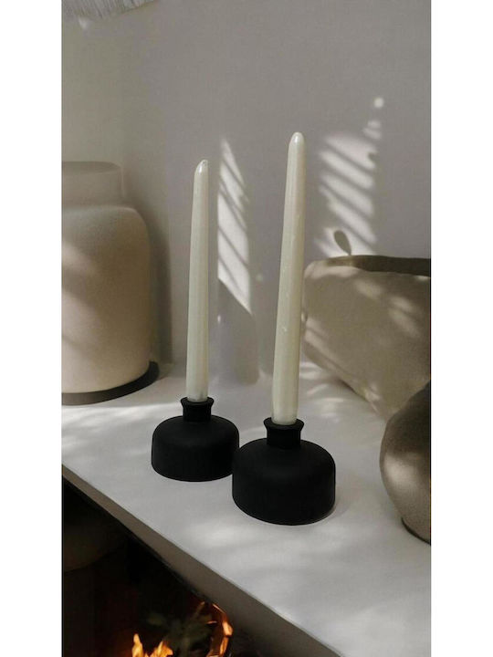 SteweHome Ceramic Candle Holder In Black Colour 10x10cm