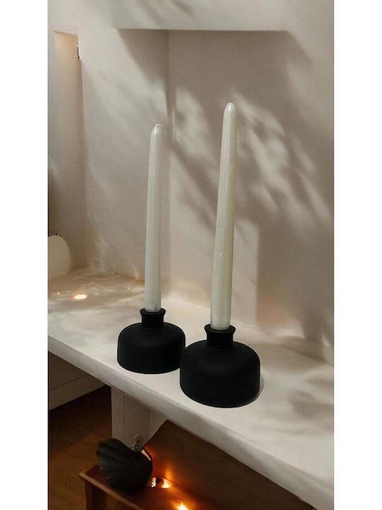 SteweHome Ceramic Candle Holder In Black Colour 10x10cm