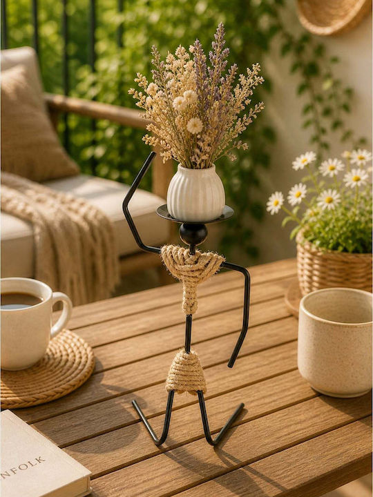 SteweHome Metal Candle Holder In Black Colour 11x12x11cm