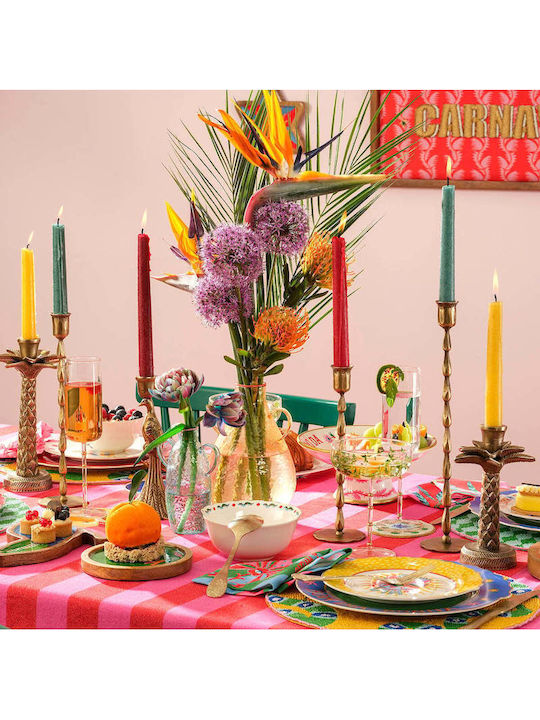 SteweHome Metal Candle Holder In Yellow Colour 7x35x7cm