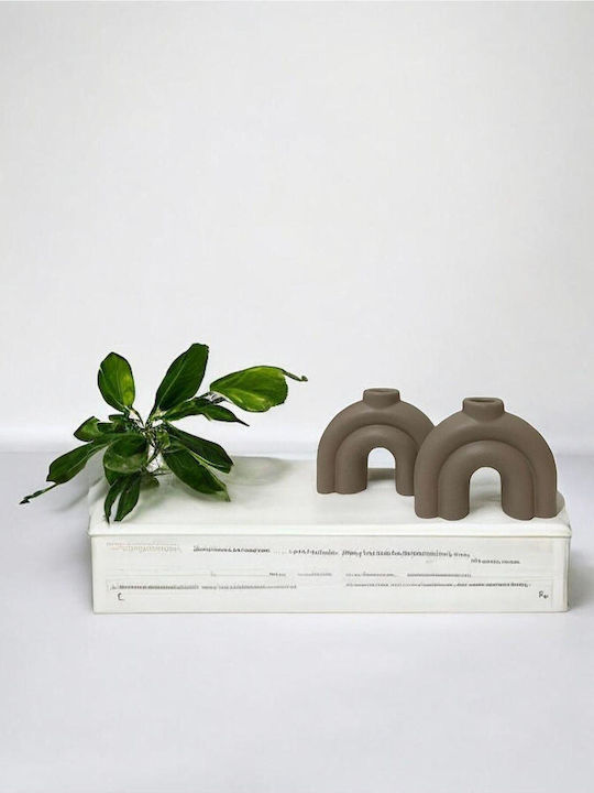 SteweHome Ceramic Candle Holder In Brown Colour 10x10cm