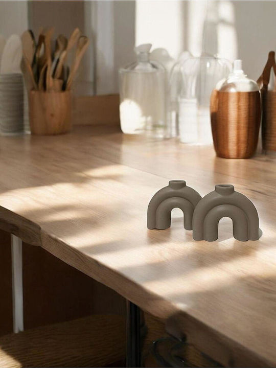 SteweHome Ceramic Candle Holder In Brown Colour 10x10cm