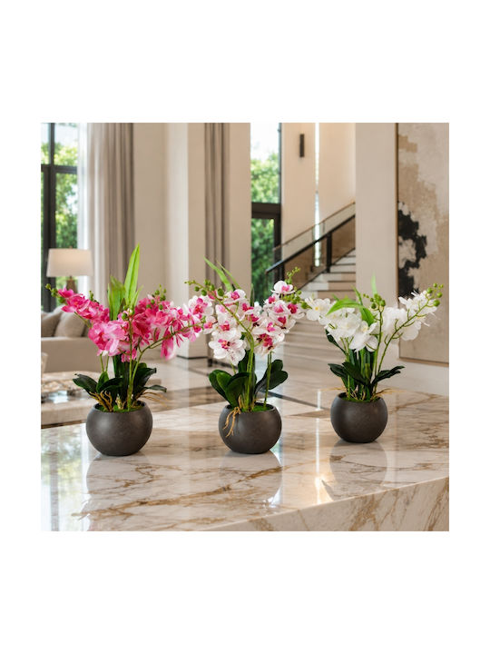 Dekorative Künstliche Orchidee 42cm Schwarzes Kaspö 87552-2