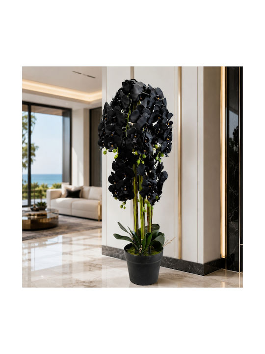 Künstliche Orchidee Schwarze 120cm Topfpflanze 87554-5
