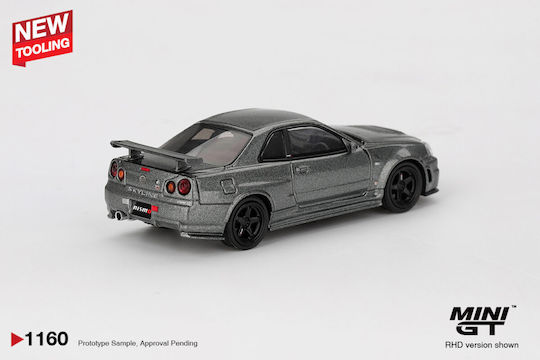 Model Mașină Nissan Skyline GTR R34 Gri Metalizat Închis Nismo CRS 1999 Scara 1:64 Mini GT MGT01160-R
